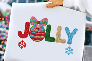 Faux Yarn Christmas Png Holly Jolly, an Illustration by DreamCafeArt