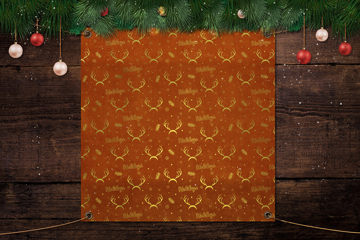 12 Christmas Red Gold Digital Papers, a Background Graphic by Orange Fox (Photo 5 of 6)