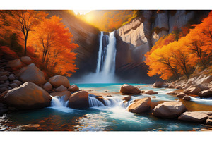 A powerful waterfall surrounded by, a Beauty & Fashion Photo by Igor Tichonow