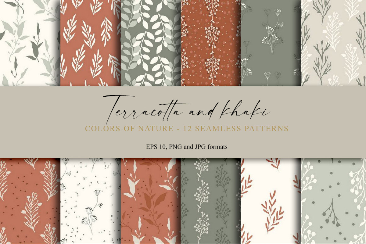 Terracotta and khaki - set patterns, a Pattern Graphic by Vasmila (Photo 1 of 10)