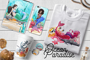 Ocean Paradise - watercolor mermaids, an Animal Illustration by Ekaterina Glazkova (Thumbnail 5 of 14)