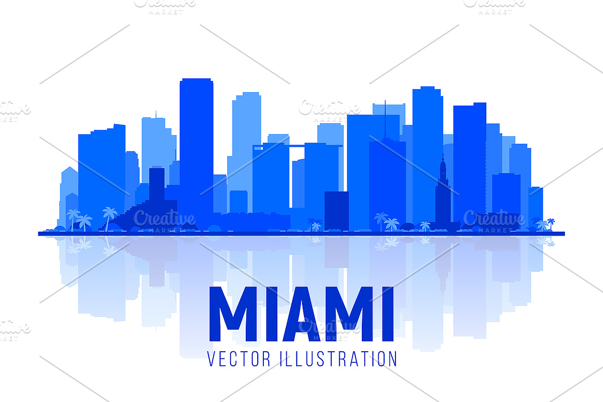 Miami Florida, US vector skyline, an Illustration by Sky and glass (Photo 4 of 4)