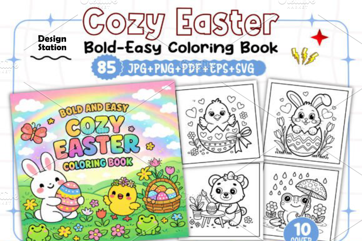 Cozy Easter Coloring Book, a Seasonal Illustration by Design Station (Photo 1 of 4)