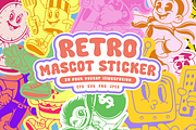 Retro Mascot Sticker Bundle, an Object Illustration by HunEyy (Thumbnail 1 of 8)