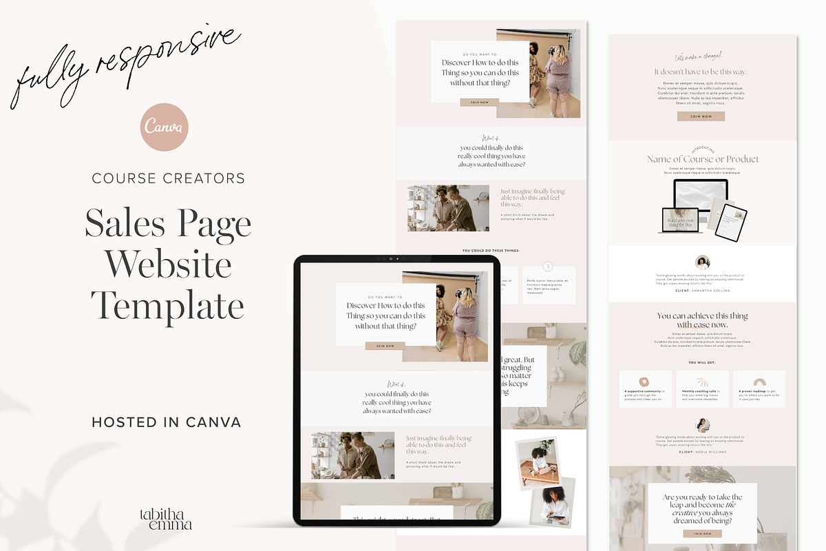 Course Sales Page Template Canva, a Landing Page Template by Tabitha Emma (Photo 1 of 6)