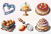 Watercolor Vintage Baking Clipart, an Illustration by CreationArt (Thumbnail 2 of 5)