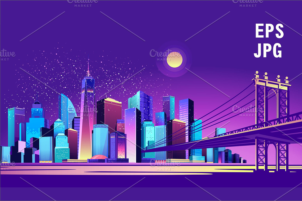 abstract neon city, a Background Graphic by alena.sipilova