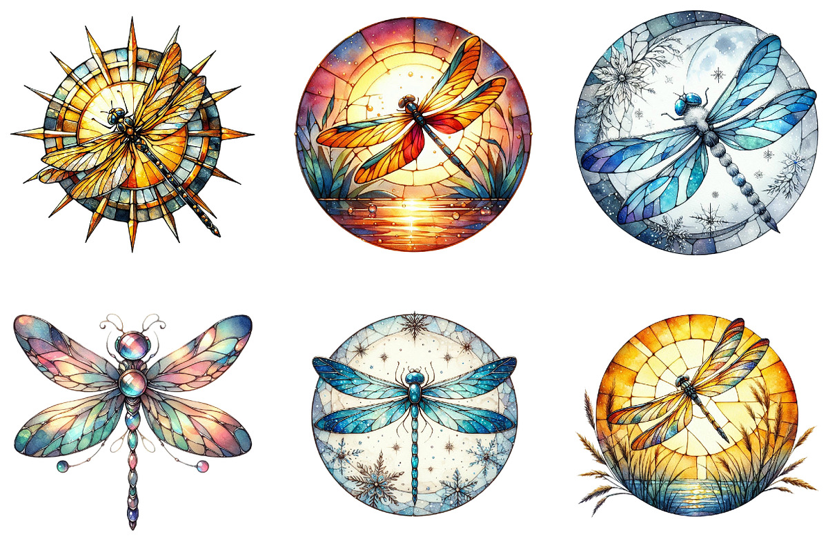 Dragonfly Stained Glass Clipart, an Illustration by DreamArtGraphic (Photo 4 of 4)