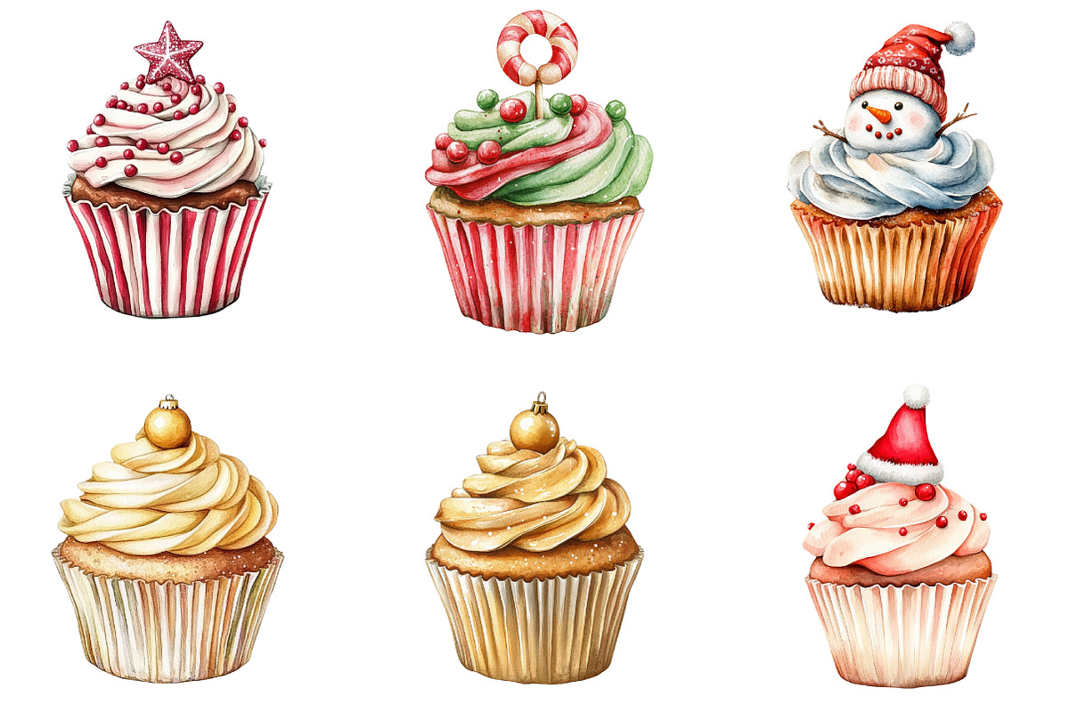 Christmas Cupcake Sublimation Clipar, an Illustration by DreamArtGraphic (Photo 2 of 5)