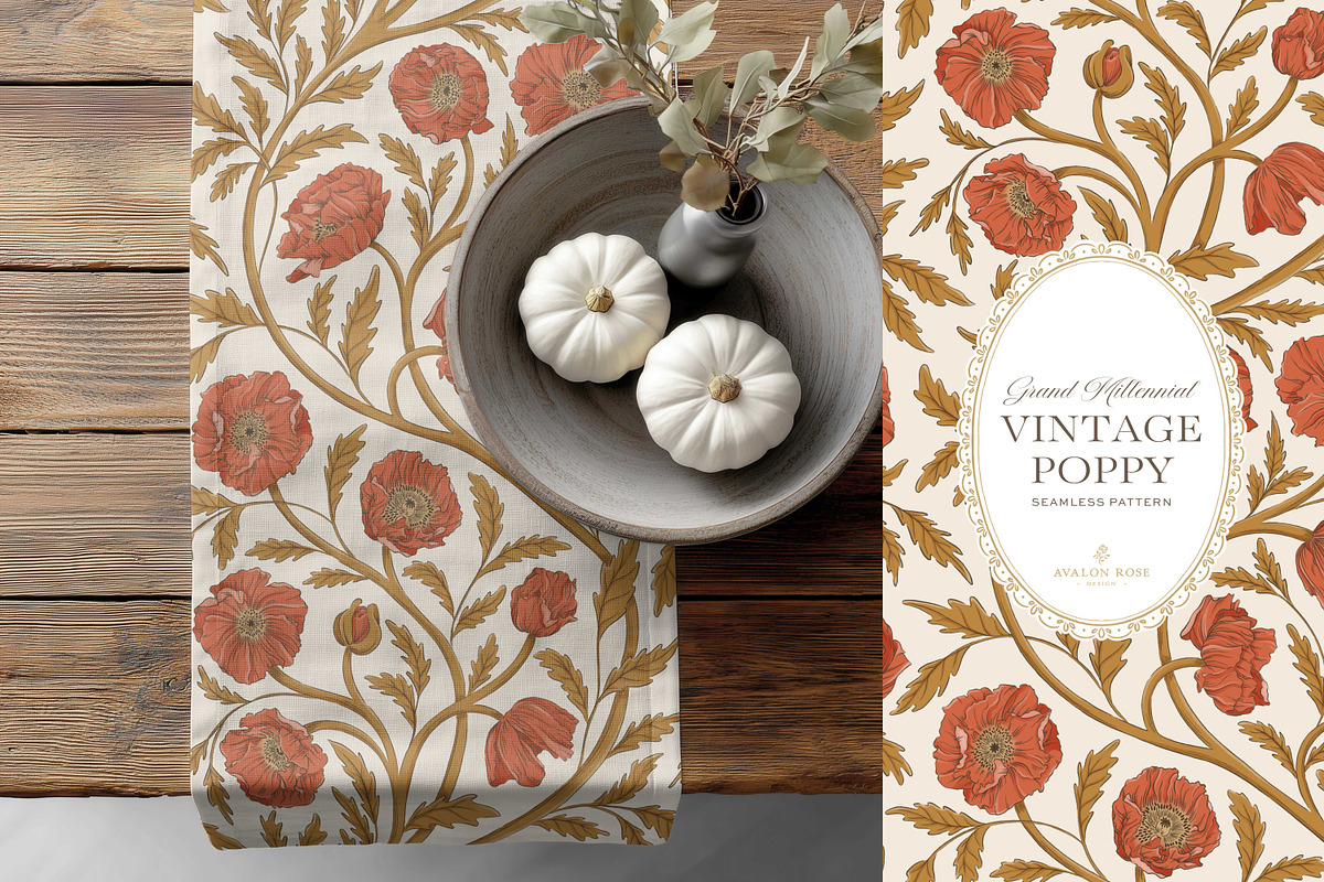 Vintage Poppy Floral Patterns, a Pattern Graphic by Eclectic Anthology (Photo 9 of 13)