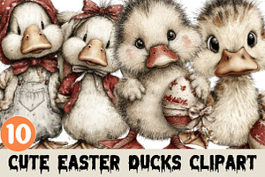 Cute Easter Ducks Clipart, a Graphic by CitraGraphics