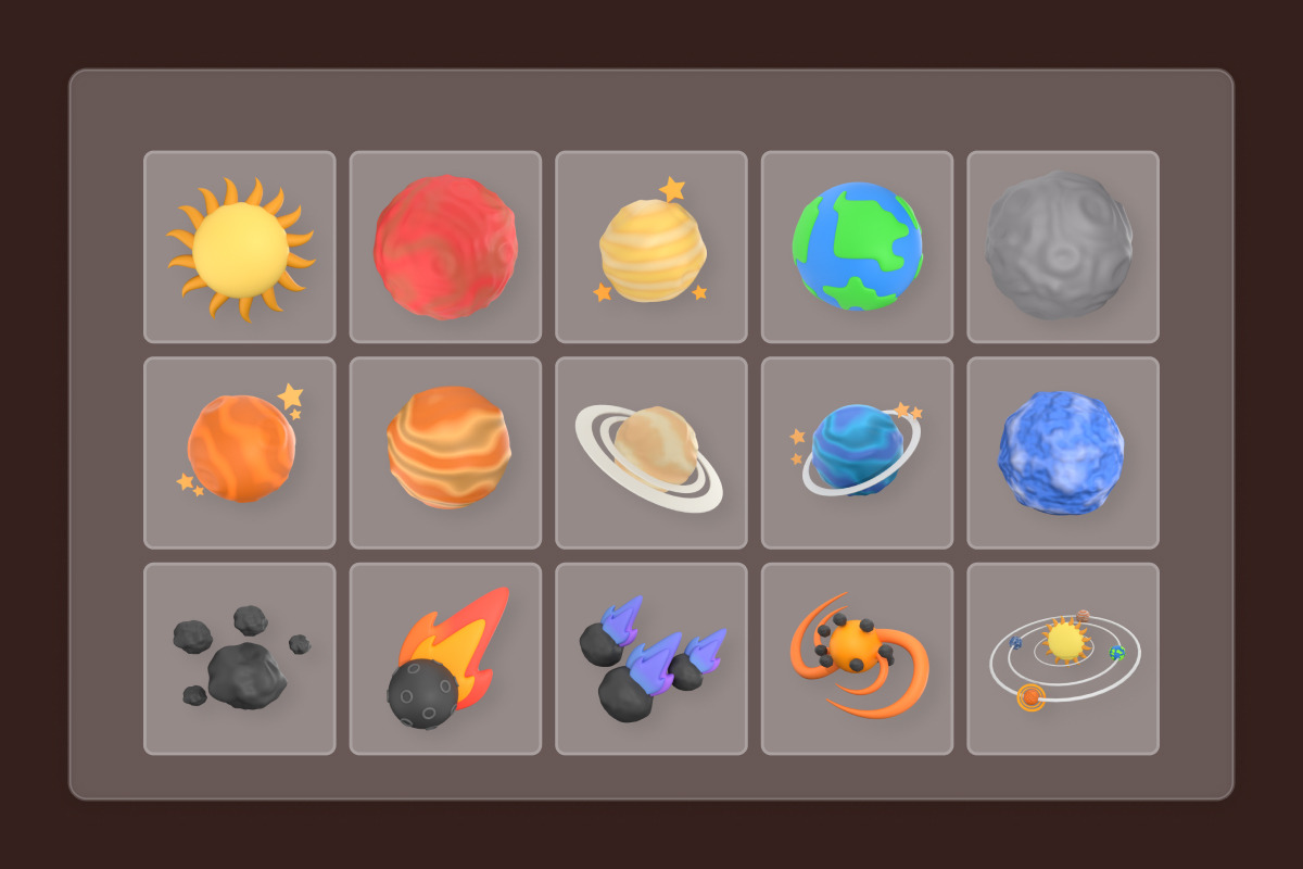 3D Solar System & Planets Icon Set, a Technology Illustration by twinstd (Photo 6 of 6)