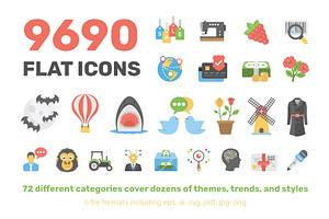 9690 Flat Icons Pack, an Outline Icon by Creative Stall