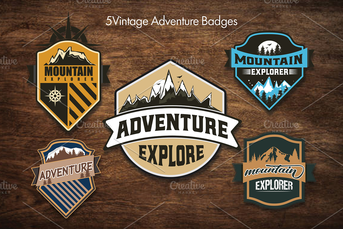 Vintage-Adventure-Badges, a Branding & Logo Template by Ismael Hossain (Photo 2 of 7)