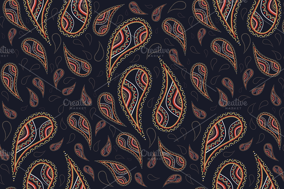 Indian Paisley Floral Pattern, a Pattern Graphic by PPEthnicDecorPattern (Photo 1 of 6)