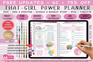 Digital Planner 2025 2026 & Undated, a Templates & Theme by Plamarplanners