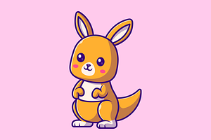 Cute Baby Kangaroo Standing Cartoon, an Animal Illustration by Catalyst Labs