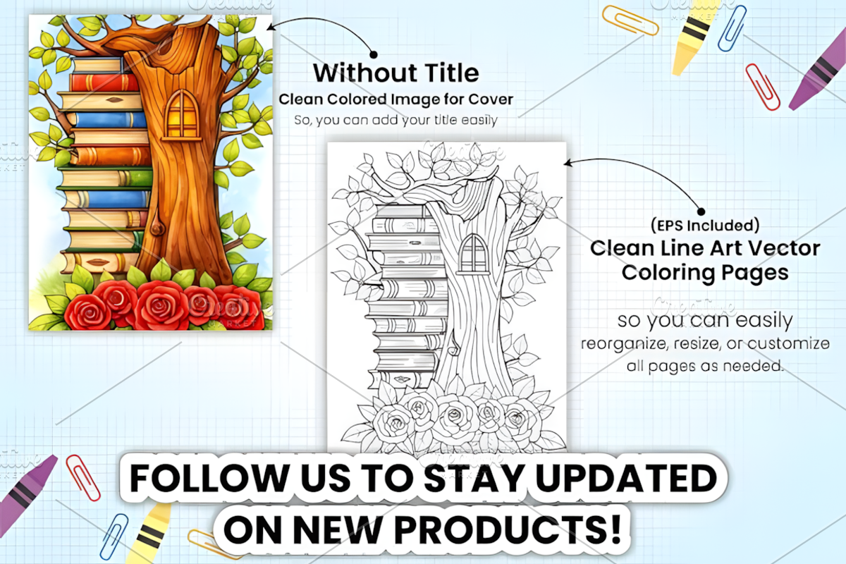 Books with Flowers Coloring Book, a Decorative Illustration by Design Station (Photo 3 of 3)