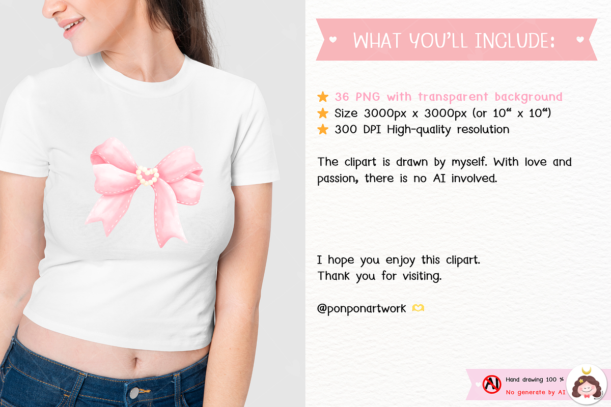 Pink Coquette Ribbon Clipart, an Object Illustration by ponponartwork (Photo 5 of 6)