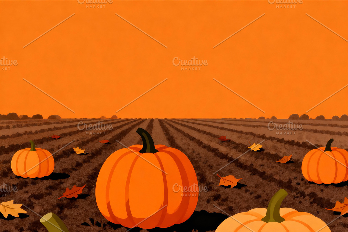Harvest Time Pumpkin Patch Card, a Decorative Illustration by Virgo Studio
