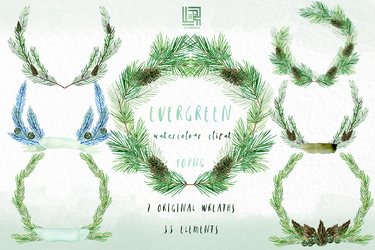Pine. Watercolor clipart, an Illustration by LABFcreations (Photo 4 of 9)