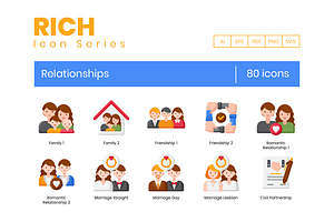 80 Relationships Icons Rich