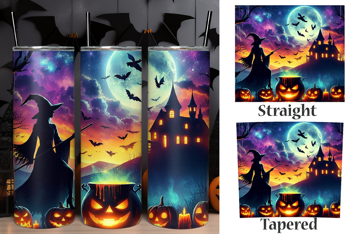 Haunted House Witch Tumbler Wrap, a Graphic by Rose Art