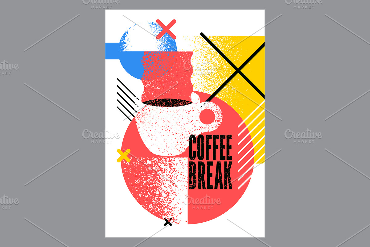 Coffee Break retro vector poster set, a Food Illustration by PoPaShop (Photo 4 of 9)