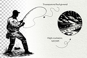 Vintage Fishing Engraving Graphics, a Sport Illustration by DENIDigitalArtSudio (Thumbnail 8 of 8)