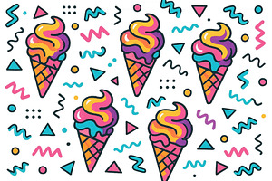 Colorful ice cream cones against a, an Abstract Photo by ZinetroN