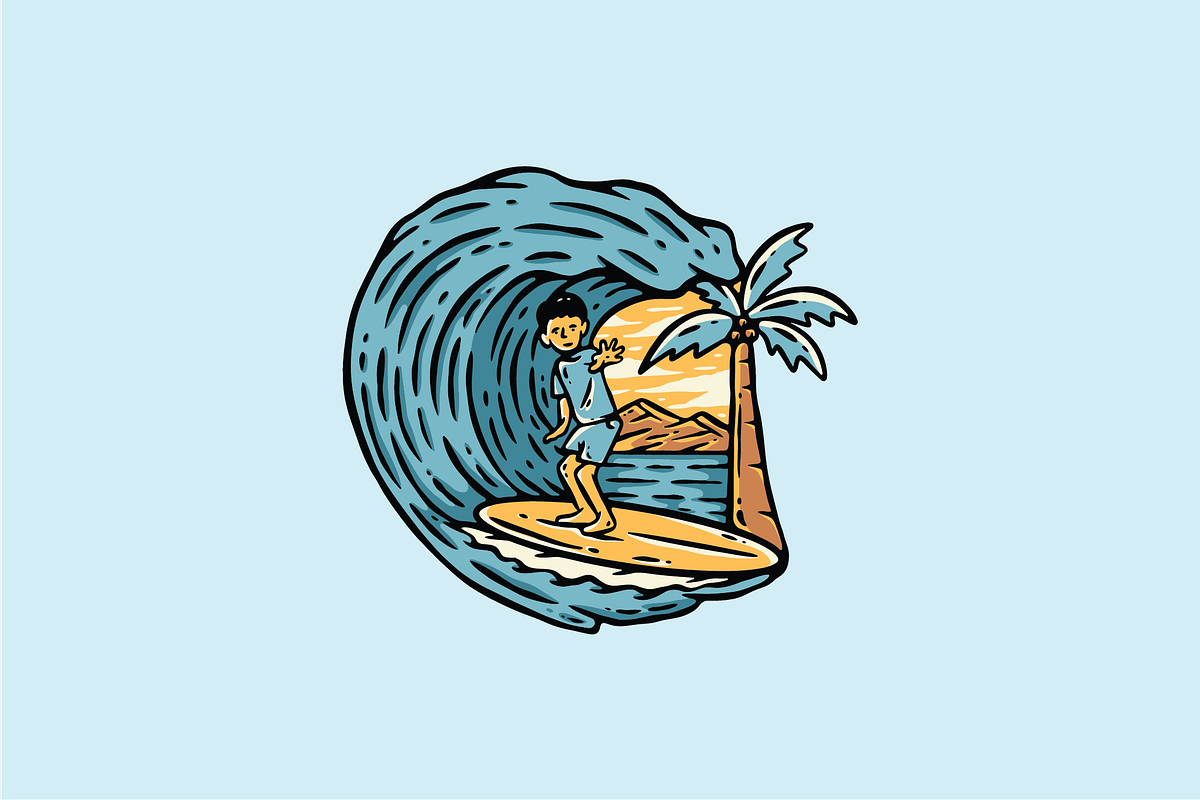 A Surfer's Adventure, an Illustration by nomlimo.com (Photo 1 of 2)