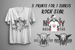 Set of prints for T-Shirts Rock Star