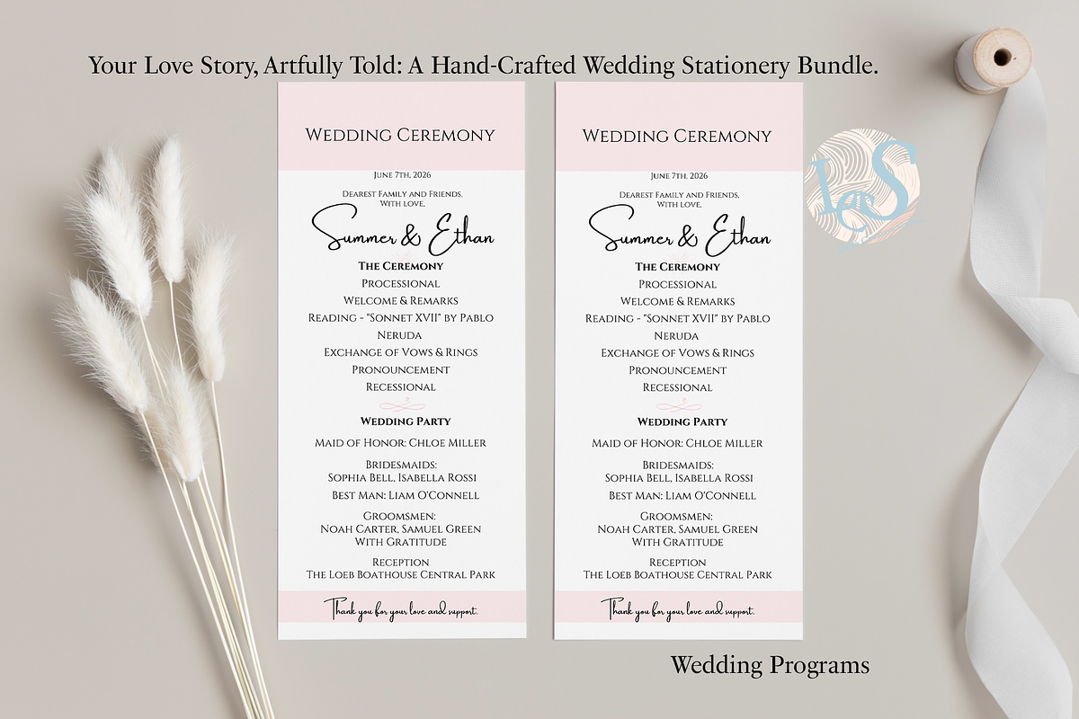 Pink Bow Wedding Invitation Suite, a Stationery Template by Little Creative Scribbles (Photo 4 of 7)