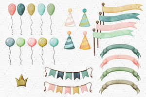 Watercolor Safari Baby Party Clipart