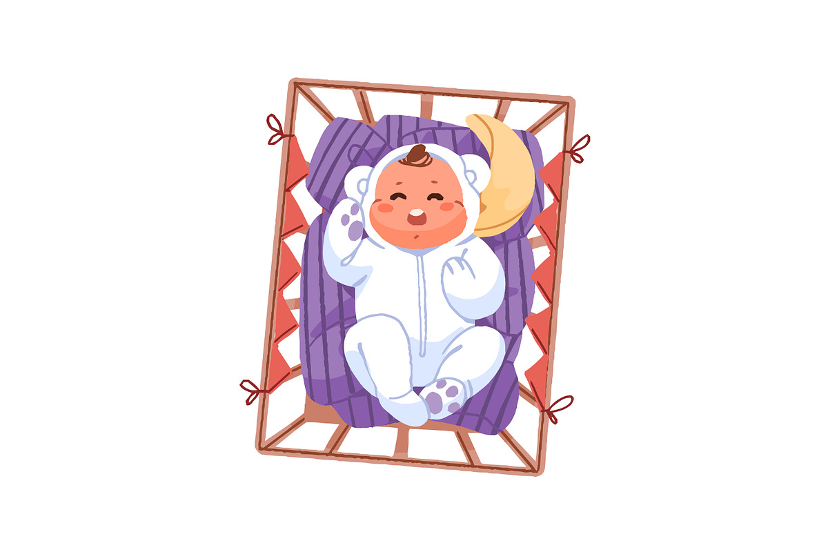 Cute babies sleeping in bed set, a Person Illustration by PaperTrident (Photo 4 of 11)