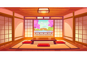 Japanese ryokan room interior, a Decorative Illustration by Seavector Studio (Thumbnail 1 of 3)