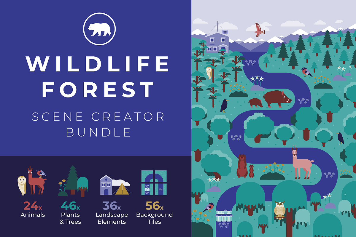 Forest Wildlife Scene Creator Pack, an Animal Illustration by ToonPlanet Vector Assets (Photo 1 of 13)