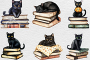 Halloween Black Cat On Books Clipart, an Illustration by Black Bird Studio (Thumbnail 6 of 6)