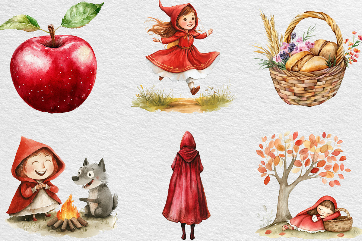 Little Red Riding Hood Clipart, an Illustration by Black Bird Studio (Photo 5 of 6)