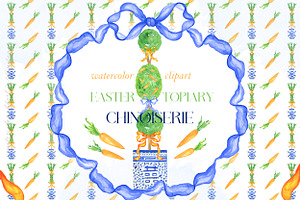 Easter Chinoiserie Topiary Clipart