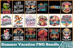 Summer Vacation PNG Shirt Bundle, a Seasonal Illustration by Akrinity Digital