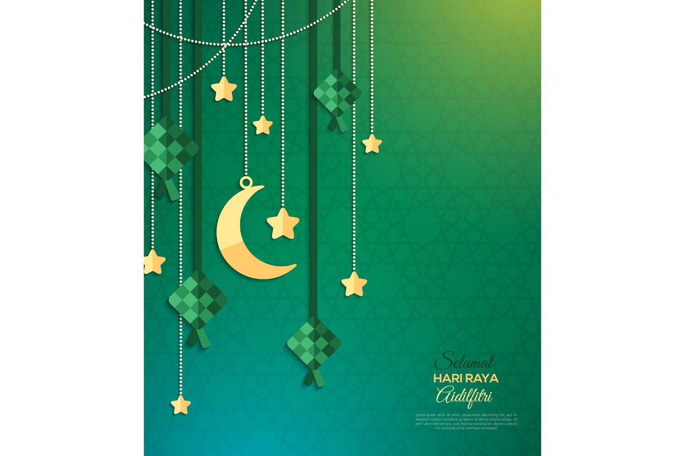Hari Raya greeting card on green, a Decorative Illustration by kotoffei