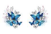 Twigs and blue butterflies, a Decorative Illustration by blackmoon9 (Thumbnail 1 of 3)