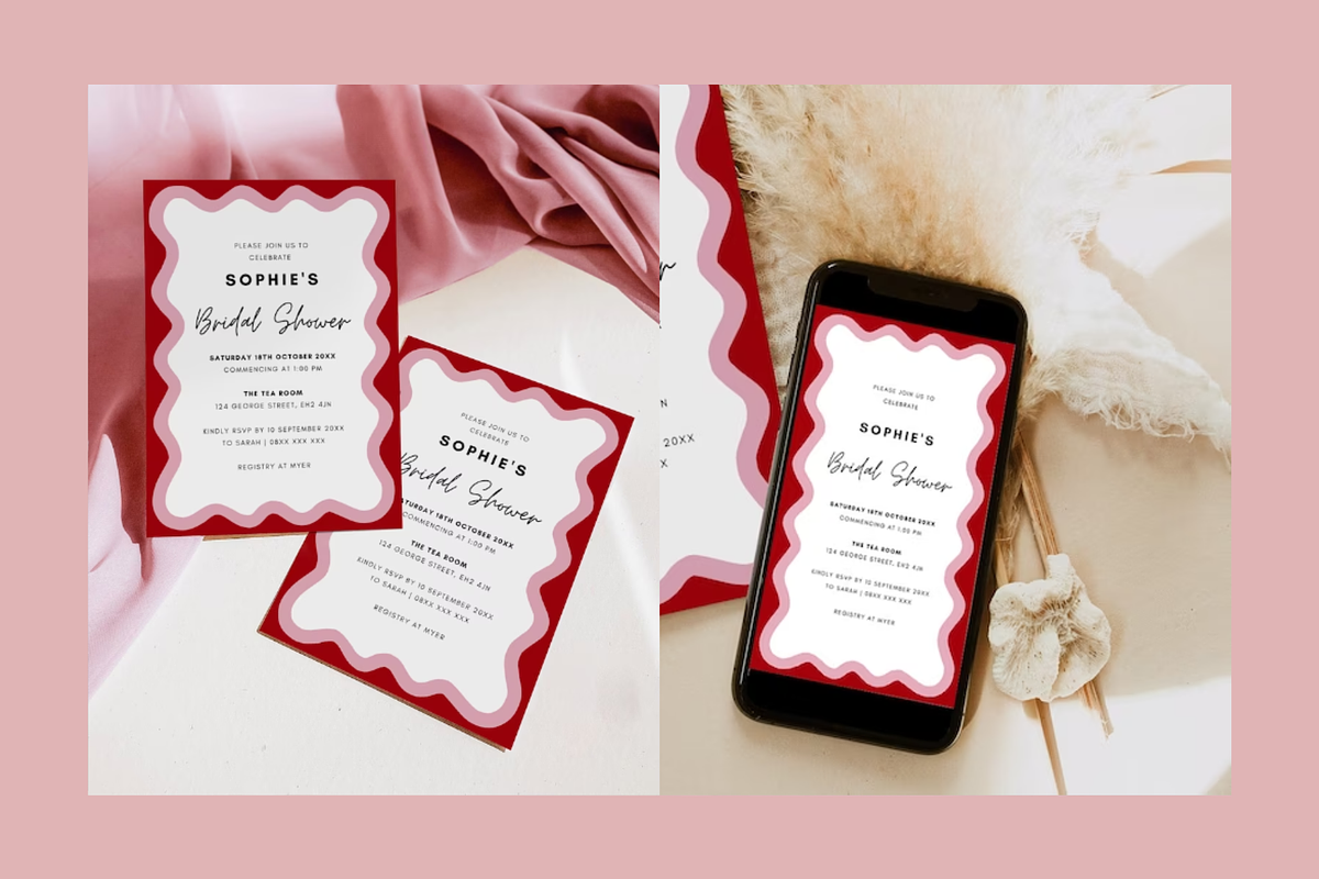 Wave Bridal Shower Invitation, an Invitation Template by ForeverPrint (Photo 1 of 8)