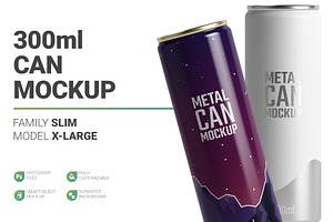 300ml Slim Can Mockup, a Packaging Mockup by AY Mock-Ups