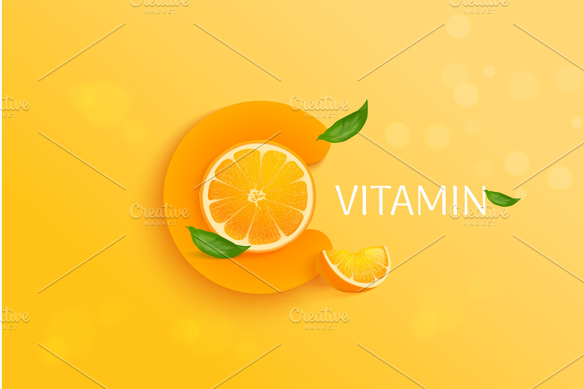 Vitamin C background. Realistic, a Food Illustration by Stock-Smart-Start