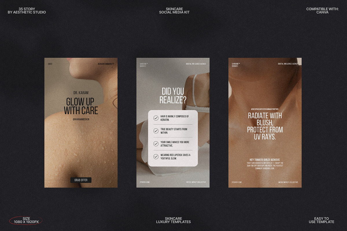 Minimal Skincare Stories Canva preview 5