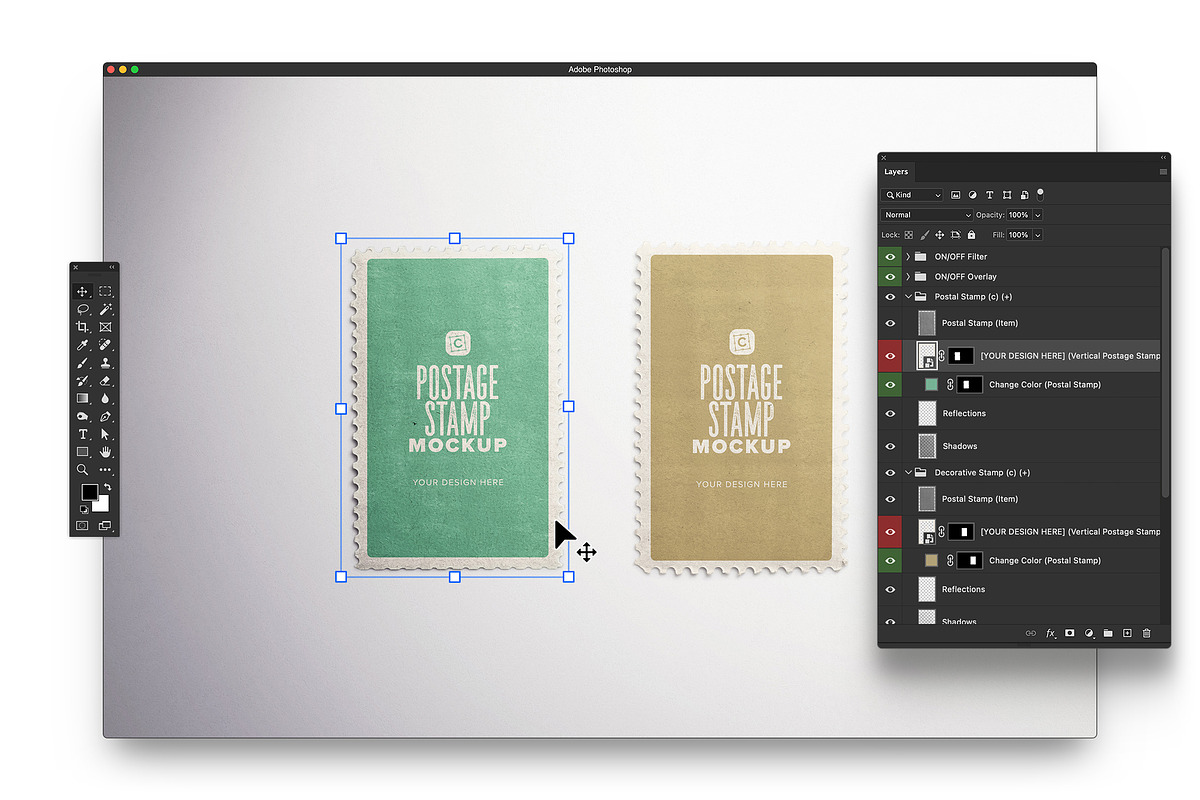 Postage Stamp Pair Mockup, an Advertising Mockup by Custom Scene (Photo 7 of 11)