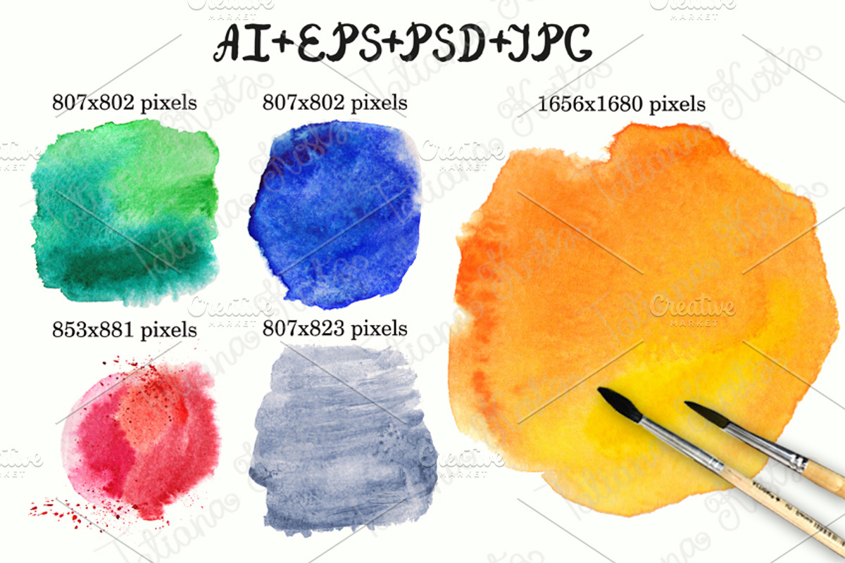Ink Font, decor. Watercolor splash preview 4