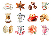 Watercolor Coffee Clipart, a Seasonal Illustration by Design Market (Thumbnail 3 of 5)
